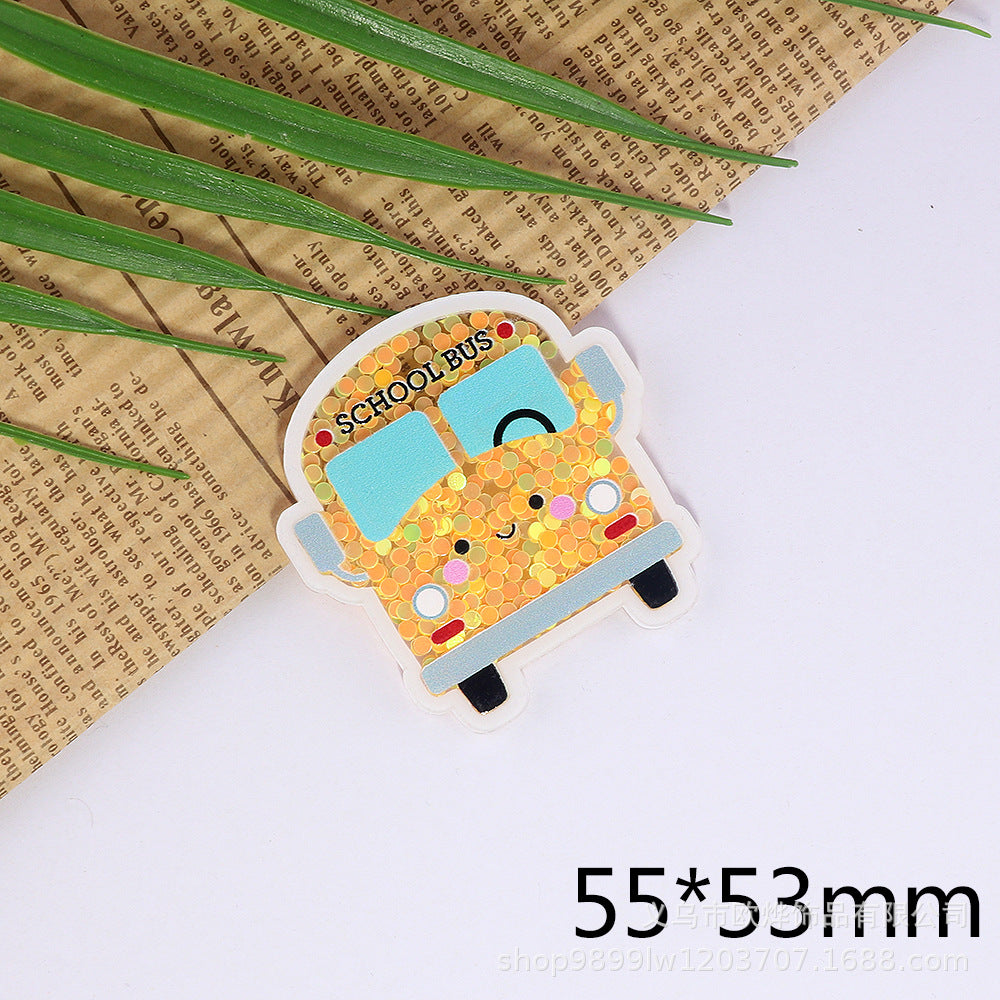 Wholesale 10pcs Quicksand Cartoon Cute Smiley Car Personalized Accessories Acrylic DIY Patches